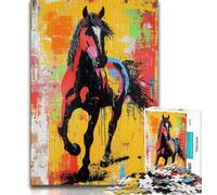 Puzzle 1000 pièces Cheval Graffiti pour Adultes, Cadeau, Jouet éducatif et décompressant, décoration Parfaite, 38x26cm