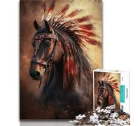 Puzzle 1000 pièces Cheval Indien pour Adolescent, Jeu Stimulant, idéal comme Cadeau pour Toute la Famille (Taille 75x50cm)