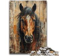 Puzzle 1000 pièces Cheval Peinture à l'huile Jeu Stimulant et Jeu Familial Idéal comme Cadeau pour Toute la Famille 26x38cm