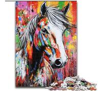 Puzzle 1000 pièces Cheval Peinture à l'huile pour Adultes et Adolescents, activité familiale Amusante à la Maison, Cadeau d'anniversaire, Cadeau de Voyage (26x38cm)