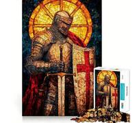 Puzzle 1000 pièces Chevalier Croisé en Vitrail Jeu de logique pour Adultes Cadeau de qualité supérieure 50x75cm