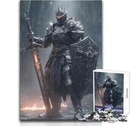 Puzzle 1000 pièces Chevalier Noir à l'épée flamboyante - Détente et Calme en Solo - Découpe précise - Dimensions:38x26cm