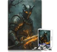 Puzzle 1000 pièces Chevalier Noir à l'épée flamboyante - Jeu de développement cognitif Amusant - Cadeau Original et attentionné - Dimensions:38x52cm
