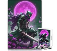 Puzzle 1000 pièces Chevalier Noir avec épée et Lune pour Adolescents:Jeu éducatif pour développer la motricité Fine, pour Les Occasions spéciales Dimensions:38x52 cm