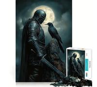 Puzzle 1000 pièces Chevalier Noir et Corbeau,Jeu à articulations Pointues,entraînement cérébral Amusant,Jeu pour Passer Un Moment agréable,décoration Murale de Noël (38x26cm)