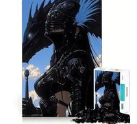 Puzzle 1000 pièces Chevalier Noir et Dragon,Style Anime,découpe précise,activité ludique et Intelligente,Moment de détente,Cadeau de décoration d'anniversaire (50x75cm)