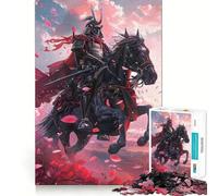Puzzle 1000 pièces Chevalier samouraï en Fleurs pour Adultes renforcez Vos capacités de mémorisation, soulagez Votre Stress et Profitez d'une Surprise d'anniversaire de qualité (38x52cm)