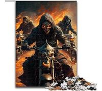 Puzzle 1000 pièces Chevalier Squelette en Bois, idée Cadeau de Noël, Illustration Humoristique, Illustration détaillée 50x75cm pour Anniversaire, Vacances, Noël, Halloween