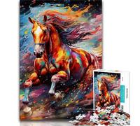 Puzzle 1000 pièces Chevaux colorés psychédéliques pour Adolescents, Jouet éducatif et décompressant, Cadeau du Père Noël Secret (50x75cm)