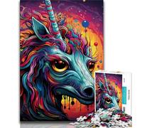 Puzzle 1000 pièces Chevaux colorés psychédéliques pour Adultes et Adolescents, Anti-Stress, défi Difficile à Offrir en Cadeau à Toute la Famille (38x26cm)