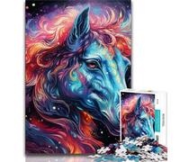Puzzle 1000 pièces Chevaux colorés psychédéliques pour Adultes et Adolescents, Jouets éducatifs et éducatifs, Jeux familiaux avec Affiche et fiche de Questions-réponses (38x26cm)