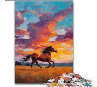 Puzzle 1000 pièces Chevaux dans la Prairie pour Adultes et Adolescents, Anti-Stress, Difficile à réaliser, pour la décoration de la Maison 14 Ans et Plus 50x75cm