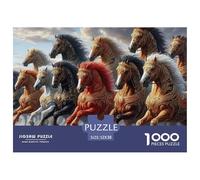 Puzzle 1000 pièces Chevaux Qui Courent pour Hommes et Femmes - Chevaux Sauvages Jeu éducatif Stimulant Familial 52x38cm