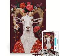 Puzzle 1000 pièces Chèvre bohème Art de la Mode Découpe précise Jeu de logique et de détente Décoration de Noël (50x75cm)