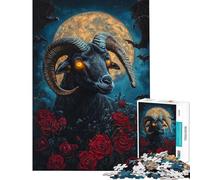 Puzzle 1000 pièces Chèvre de Minuit et Roses Puzzle pour Adolescents Course de Vitesse Manuelle Cadeau Unique pour Un Anniversaire Noël (Taille 38x26cm)