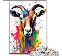 Puzzle 1000 pièces Chèvres colorées en Carton, Divertissement Relaxant, Cadeau de Noël idéal et décoration d'intérieur 1000 pièces(26x38cm)