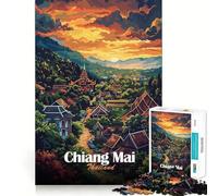 Puzzle 1000 pièces Chiang Mai Thaïlande Paysage Art Découpe précise Jeu de logique Jeu Facile Cadeau Artistique de Noël (38x52cm)