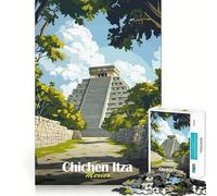 Puzzle 1000 pièces Chichen Itza Pyramide Fine Joint,Jeu cognitif Amusant et Calme,Cadeau d'anniversaire Artistique (38x52cm)