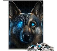 Puzzle 1000 pièces Chien Berger Cyborg en Bois, Casse-tête Haute difficulté pour Adolescents 50x75cm Un pour Noël ou Un Anniversaire