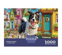 Puzzle 1000 Pièces Chien bergers Border Collie de Ville, Défi Jouet, Adultes 14 Ans Et Plus, Familiale Décoration Murale Cadeau 38x26cm/1000pcs
