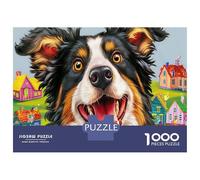 Puzzle 1000 Pièces Chien bergers Border Collie Souriant, Adultes 14 Ans Et Plus, Jeu Éducatif Défi Jouets, Qualité Supérieure, Familiale Décoration Murale Cadeau 70x50cm/1000pcs