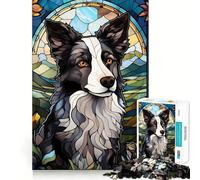Puzzle 1000 pièces Chien Border Collie,Bords sans Couture,Jeu de réflexion Amusant,Divertissement idéal pour se détendre,Cadeau Artistique de Noël (38x26cm)