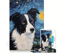 Puzzle 1000 pièces Chien Border Collie Décoration soignée,Casse-tête,Cadeau,Jeu de Paix,Pièce d'art de Noël (38x26cm)