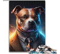 Puzzle 1000 pièces Chien Boss en Bois, Taille 50x75cm, Casse-tête Stimulant pour Adolescents, Jeu interactif Amusant en Famille