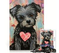 Puzzle 1000 pièces Chien Cairn Terrier avec cœur de Saint-Valentin 38x52cm Idéal pour se détendre,réfléchir sereinement et Profiter d'un Moment de Calme Un Cadeau de Noël Chic et Original