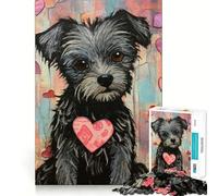 Puzzle 1000 pièces Chien Cairn Terrier avec cœur de Saint-Valentin,découpe Premium,Jouet d'éveil et de détente,Cadeau d'anniversaire Amusant (50x75cm)