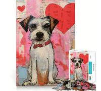 Puzzle 1000 pièces Chien de la Saint-Valentin avec cœur Jeu de mémoire et de Stimulation Cognitive Bords Lisses,Assemblage Parfait Une façon Amusante d'occuper Son Temps Libre (38x26cm)