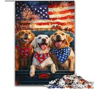 Puzzle 1000 pièces Chien Drapeau Américain pour Adolescents, à partir de 14 Ans Entraînez Votre Cerveau et Vos Mains Cadeaux de Noël (50x75cm)