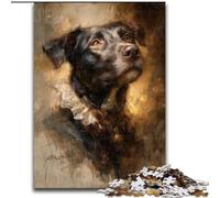 Puzzle 1000 pièces Chien Heureux Puzzle en Bois Idéal pour la décoration de la Maison et du Bureau, Les fêtes, Les Anniversaires et Les Cadeaux de Vacances Taille 50X75CM