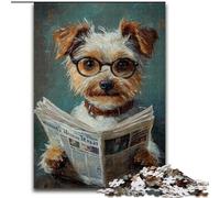 Puzzle 1000 pièces Chien lisant Un Journal pour Adultes et Adolescents, activité familiale Amusante à la Maison, Cadeau d'anniversaire, Cadeau de Voyage (50x75cm)