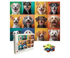 Puzzle 1000 Pièces Chien, Puzzle Adulte Bois, Impossible Classique Jigsaw Puzzles Animal, Jeu D'adresse pour Toute la Famille, Puzzles Coloré Jeu de Ponte, Magnifique Decoration 75 X 50 cm 8p-113