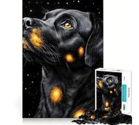 Puzzle 1000 pièces Chien Rottweiler Noir à Taches dorées,Loisirs créatifs,Jouet d'adresse,Cadeau de décoration d'anniversaire (38x26cm)