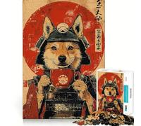 Puzzle 1000 pièces Chien Samouraï avec Thé pour Adolescents Jeu Mental Anti-Stress Découpe Premium Cadeau Exquis (50x75cm)