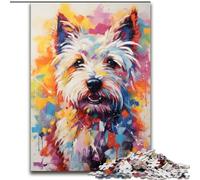 Puzzle 1000 pièces Chiens colorés en Bois, Jeu Familial interactif, adapté aux 14 Ans et Plus, 50x75cm, Jeu de réflexion pour Adolescents, pour Les fêtes