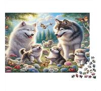 Puzzle 1000 pièces Chiens de forêt Adultes Papier Stimule Cerveau Thème Meute de Loups Décor Mural apaisant 52x38cm/1000pcs