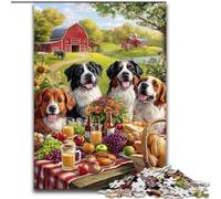Puzzle 1000 pièces Chiens en Pique-Nique pour Adultes et Adolescents, pour Un Moment de détente à la Maison. Chaque pièce est Unique - Jeu Familial Stimulant et Amusant (26x38cm)