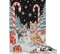Puzzle 1000 pièces Chiens festifs au Pays des Merveilles Hivernales pour Adolescents Adultes Puzzle en Papier Cadeaux du réveillon de Noël 1000 pièces (75 x 50 cm)