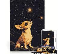 Puzzle 1000 pièces Chihuahua Chiot Rétro Pixel Art Découpe Précise Défi Cérébral Amusant Jeu de Détente Cadeau Art de Noël (50x75cm)