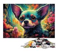 Puzzle 1000 pièces Chihuahua psychédélique coloré pour Adultes Puzzle en Papier Jeu Stimulant 1000 pièces (38 x 26 cm)
