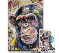 Puzzle 1000 pièces Chimpanzé Basquiat pour Adolescents et Adultes, Anti-Stress, défi Difficile, renforce l'amour Entre Couples 38x26cm