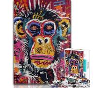 Puzzle 1000 pièces Chimpanzé Basquiat pour Adultes et Adolescents, Aide Le Cerveau à exercer des Jouets addictifs pour cultiver la Patience, Convient aux Couples 38x26cm