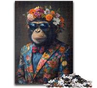 Puzzle 1000 pièces Chimpanzé en Costume Jeu éducatif Familial Offrez des Cadeaux pour Toute la Famille à partir de 14 Ans 50x75cm