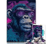 Puzzle 1000 pièces Chimpanzé Fumeur Puzzle 1000 pièces pour Adultes et Adolescents, Jeu Stimulant et Jeu en Famille, Cadeaux du Père Noël Secret 26x38cm