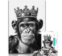 Puzzle 1000 pièces Chimpanzé Noir et Blanc pour Adultes et Adolescents, Aide Le Cerveau à exercer des Jouets addictifs pour cultiver la Patience Une œuvre d'art (75x50cm)