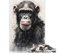 Puzzle 1000 pièces Chimpanzé Primate Majesté pour Adolescents Adultes Puzzles en Papier pour s'amuser en Famille et soirées Jeux 1000 pièces (38 x 26 cm)
