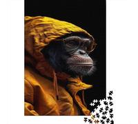 Puzzle 1000 Pièces Chimpanzee in Yellow Hoodie Puzzle pour Adolescents Améliore La Mémoire Entraîne Ton Cerveau Et Tes Mains Jouet Addictif pour Cultiver La Patience 38x26cm/1000pcs